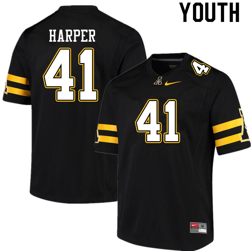 Youth #41 Reed Harper Appalachian State Mountaineers College Football Jerseys Sale-Black - Click Image to Close